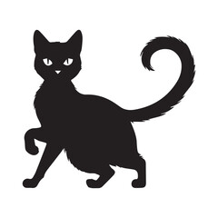 Cat silhouette against a white background. Ideal for pet themed design