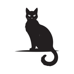 Cat silhouette against a white background. Ideal for pet themed design
