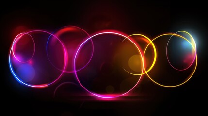 Abstract Background with Glowing Neon Circles