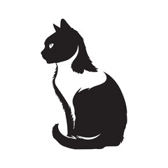 Cat silhouette against a white background. Ideal for pet themed design