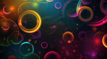 Abstract Neon Circles on a Black Background