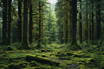 Enchanted Greenery: A Serene Stroll Through Moss-Covered Forest in Olympic National Park