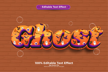 Ghost Halloween editable text effect in modern trend style