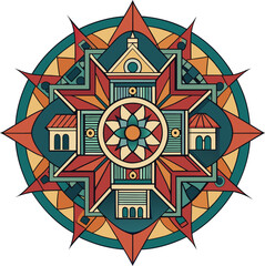 Architectural Mandala colorful page