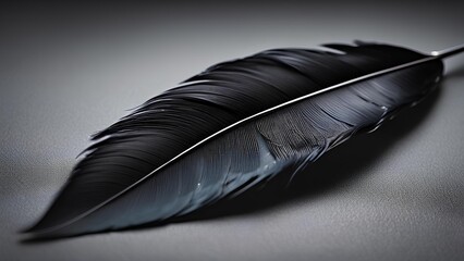 A feather on a gray background, a high-definition clear, feather photograph,