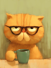 Helpless fat orange cat rolling his eyes