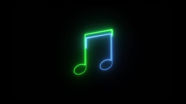 Neon Line Music Icon Isolated in Black Background. Animation, 4K