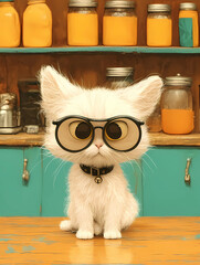 kitten in glasses