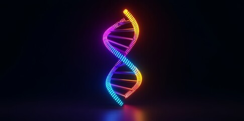 The glowing DNA helix represents biotechnology and stock fusion, evoking emotions in genomics and medical research, ideal for biotech firms and genetic startups.