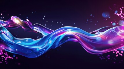 Abstract Liquid Wave with Neon Glow and Particles