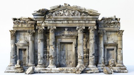 Obraz premium Ancient ruins, architecture, archeology, white background