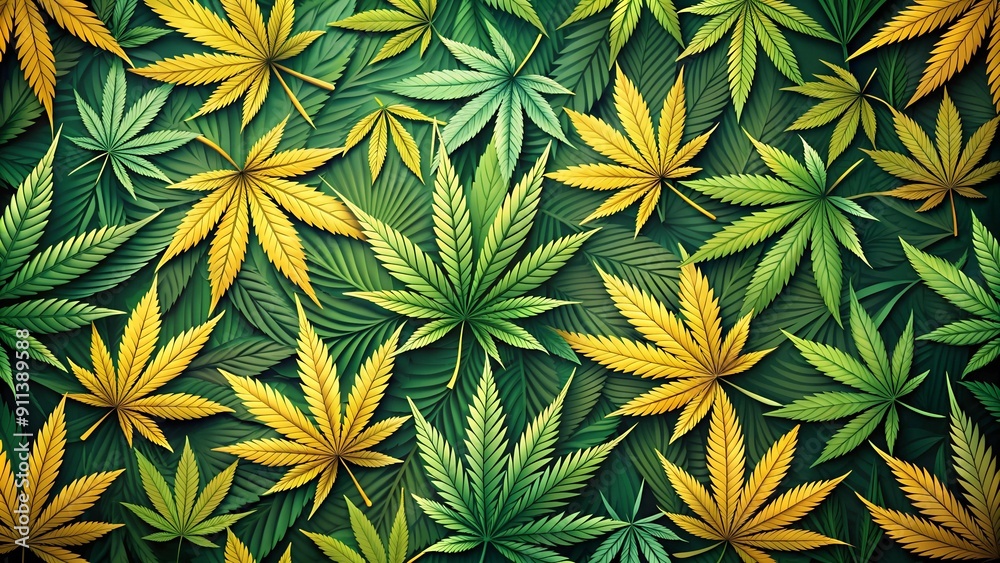 Canvas Prints Emerald Embrace: A Vibrant Tapestry of Hemp Leaves  AI Generated