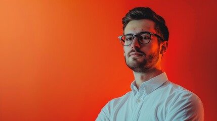 Obraz premium Minimalist portrait of a young entrepreneur.