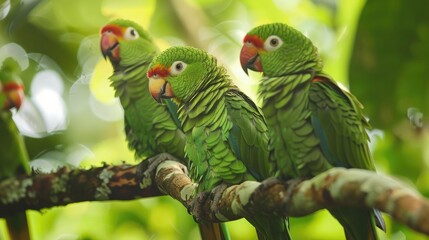 Green parrot in Amazon forest village