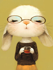 Rabbit tasting coffee