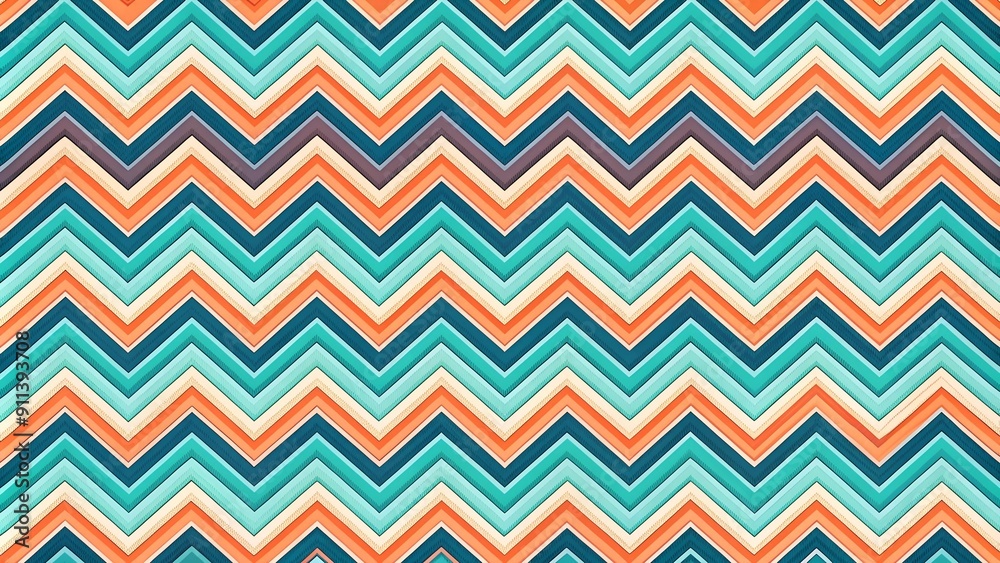 Poster Vibrant Coastal Chevron: A Seamless Pattern of Ocean Hues  AI Generated