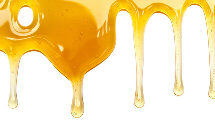 Honey dripping on white background