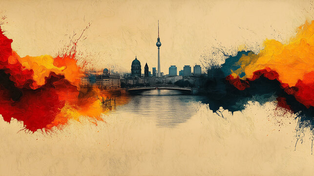 Abstract map with artistic splashes of color and intricate patterns. - Powered by Adobe