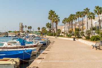 Promenade in Porto Cesareo, seaside resort on the Ionian sea in Puglia, province of Lecce, Puglia