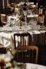Table served for special occasion, elegant and classic, white table setting