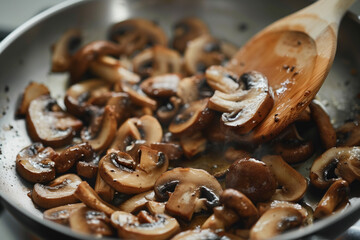 Fototapeta premium Ceramic plate with sauteed mushrooms