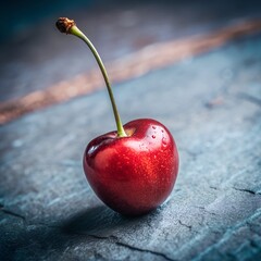 cherries on a gray background. Cherry close-up. cherry macro photography on a gray background.