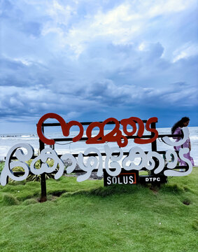 Kozhikode, Kerala, India - 03 JUNE 2024: Welcome BOARD in kozhikode beach, Kerala, India.