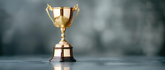 Modern golden trophy with a sleek silhouette, clear background, innovative design