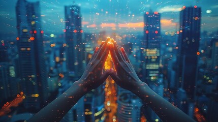 City Lights and Hands