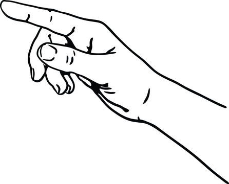 recommend clip art: Hand finger pointing up vector black and white illustration