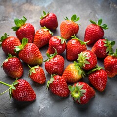 strawberries on a gray background. strawberry close-up. strawberry macro photography on a gray background.