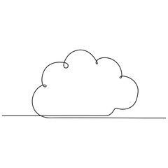 Cloud  single line art, continuous one line drawing of  Isolated outline vector art 
