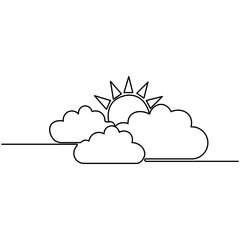 Cloud  single line art, continuous one line drawing of  Isolated outline vector art 
