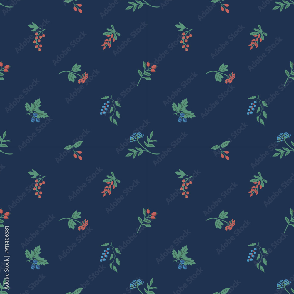 Sticker Seamless decorative vector berries pattern