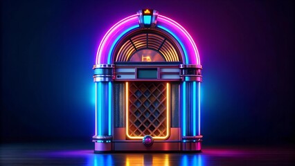 Retro Diner Jukebox: A Vibrant Halftone Illustration  Generative AI