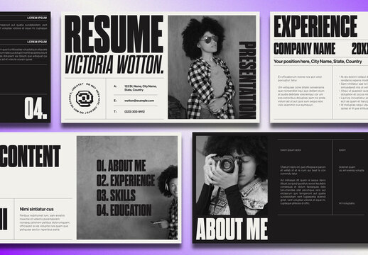 Resume Presentation with Bold Typography