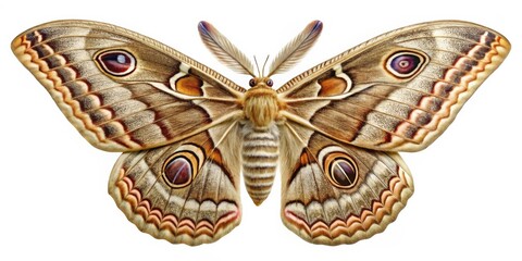 Fototapeta premium Intricate patterns of a moth's wings, moth, wings, patterns, mesmerizing, evolution, beauty, detail, nature, design