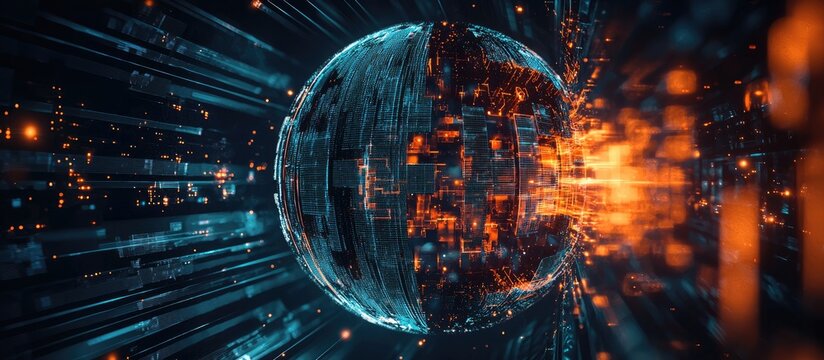 Abstract technology themed sphere for desktop wallpaper featuring a columnar design that conveys a modern and financial aesthetic ideal for tech or finance related content