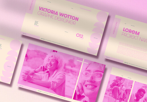 Pink Portfolio with Geometric Accents