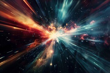 Futuristic Expedition: An illustration of space travel at the speed of light, characterized by bright streaks and a deep space background, highlighting the advanced technology and limitless possibilit