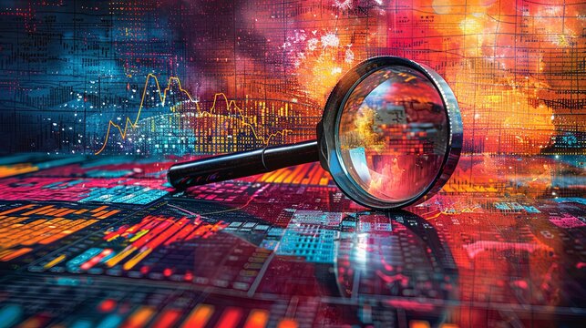 binary code and magnifying glass