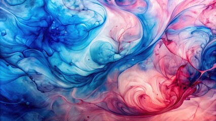Obraz premium Electric blue and blush pink alcohol ink swirls with a glossy agate-like surface, electric blue, blush pink