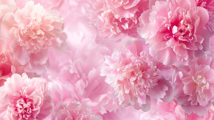 Fototapeta premium Pink peonies flowers close up detailed petals, floral pastel background