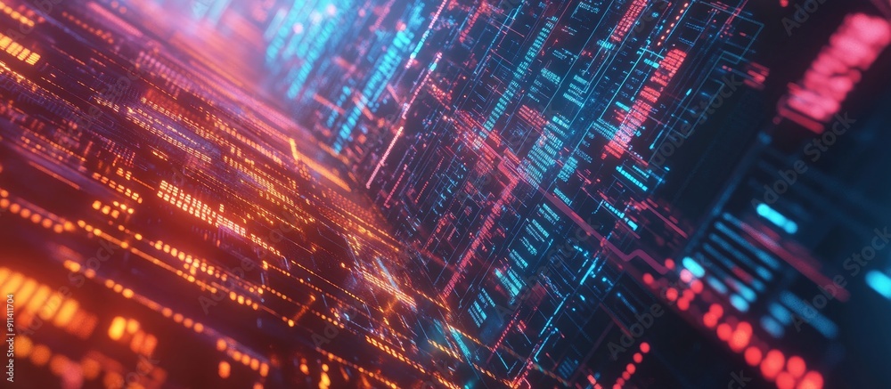 Aufkleber abstract background featuring 3d technology data transfer databases artificial intelligence and busi