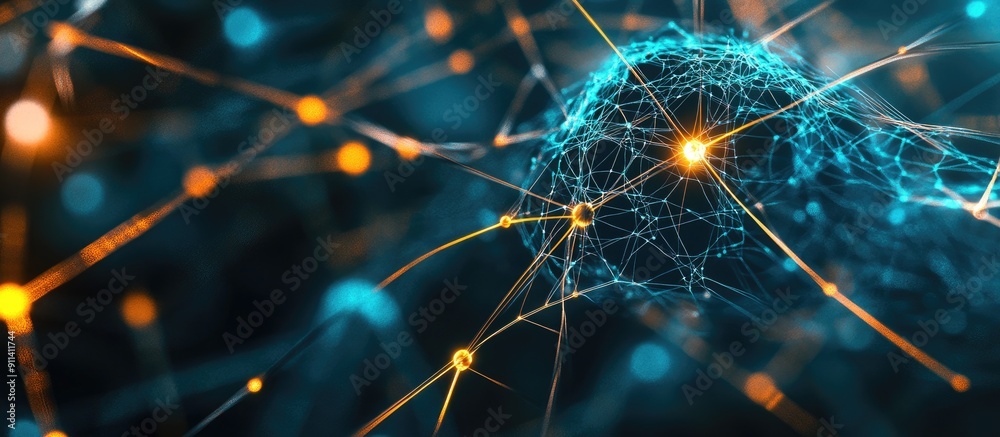 Poster abstract representation of neural networks with interconnected nodes futuristic technology concept w