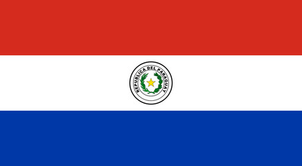 The official national flag of Paraguay. Flag of the Republic of Paraguay. Correct proportions and colors. Vector illustration