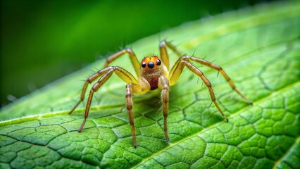 Fototapeta premium A Tiny Spider Explores a Lush Green Leaf in the Heart of Nature Generative AI