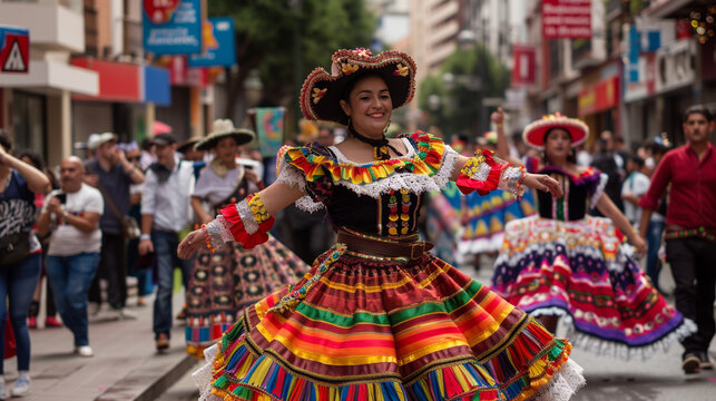 "Traditional chulapo attire, people dancing the chotis, vibrant parades and music in the streets."