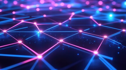 Digital network connections glowing in a geometric pattern