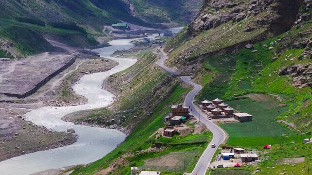 Atal Tunnel Green Road Clean View in Summer atal tunnel rohtang Cinematic Drone Shot 4K Video